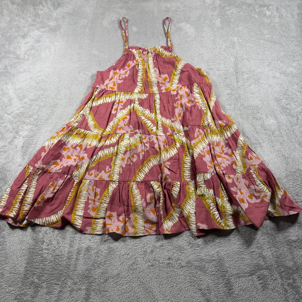 Homegrown Kai Dress Women XXS-6 Mauve Awapuhi Mauve Floral Tiered Mini Hawaii